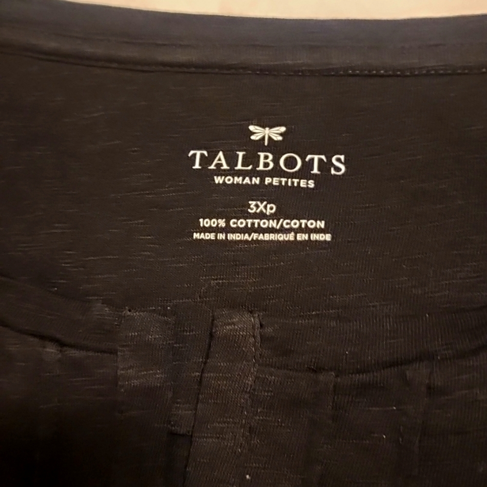 Talbots, Black Split-Neck Cotton Top - image 3